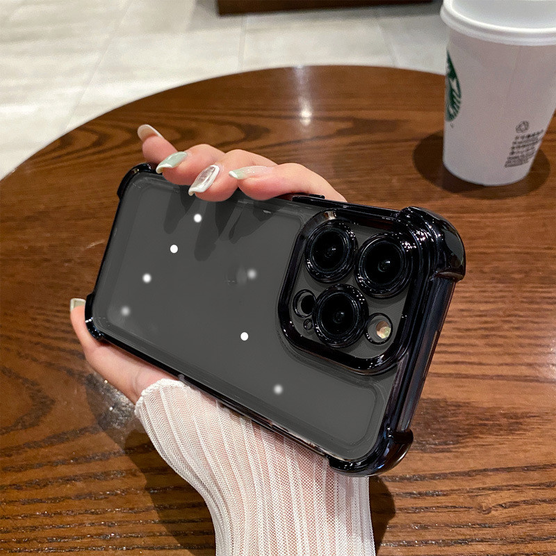 Four-corner Drop-resistant Phone Case Full Cover Transparent Electroplated Space Protective Cover photo 2