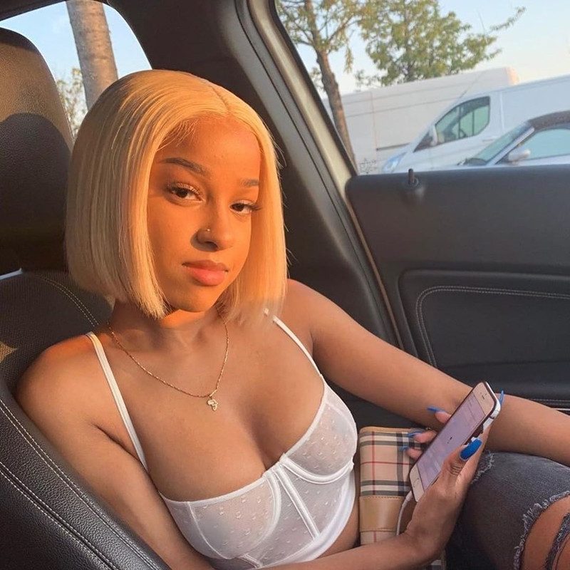 613 Blonde Bob Wig Short Straight Human Hair Wigs For Women photo 5