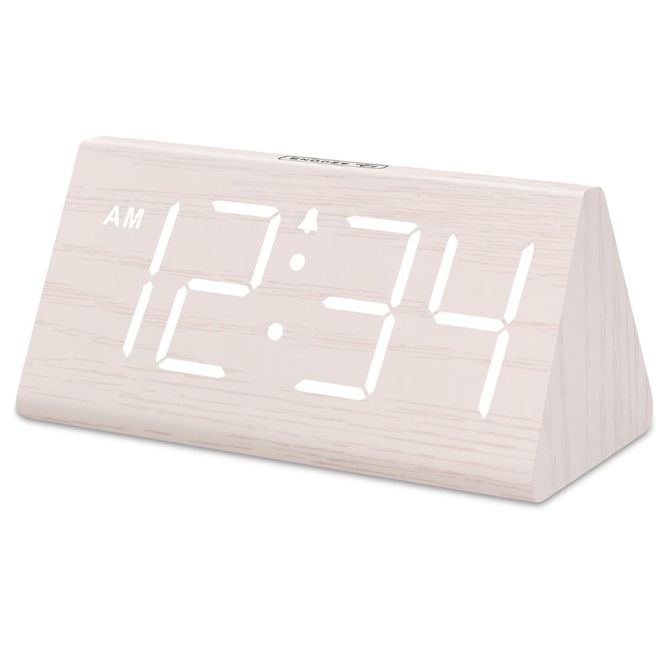 DreamSky Wooden Digital Alarm Clock For Bedroom Living Room, Large Numbers photo 3