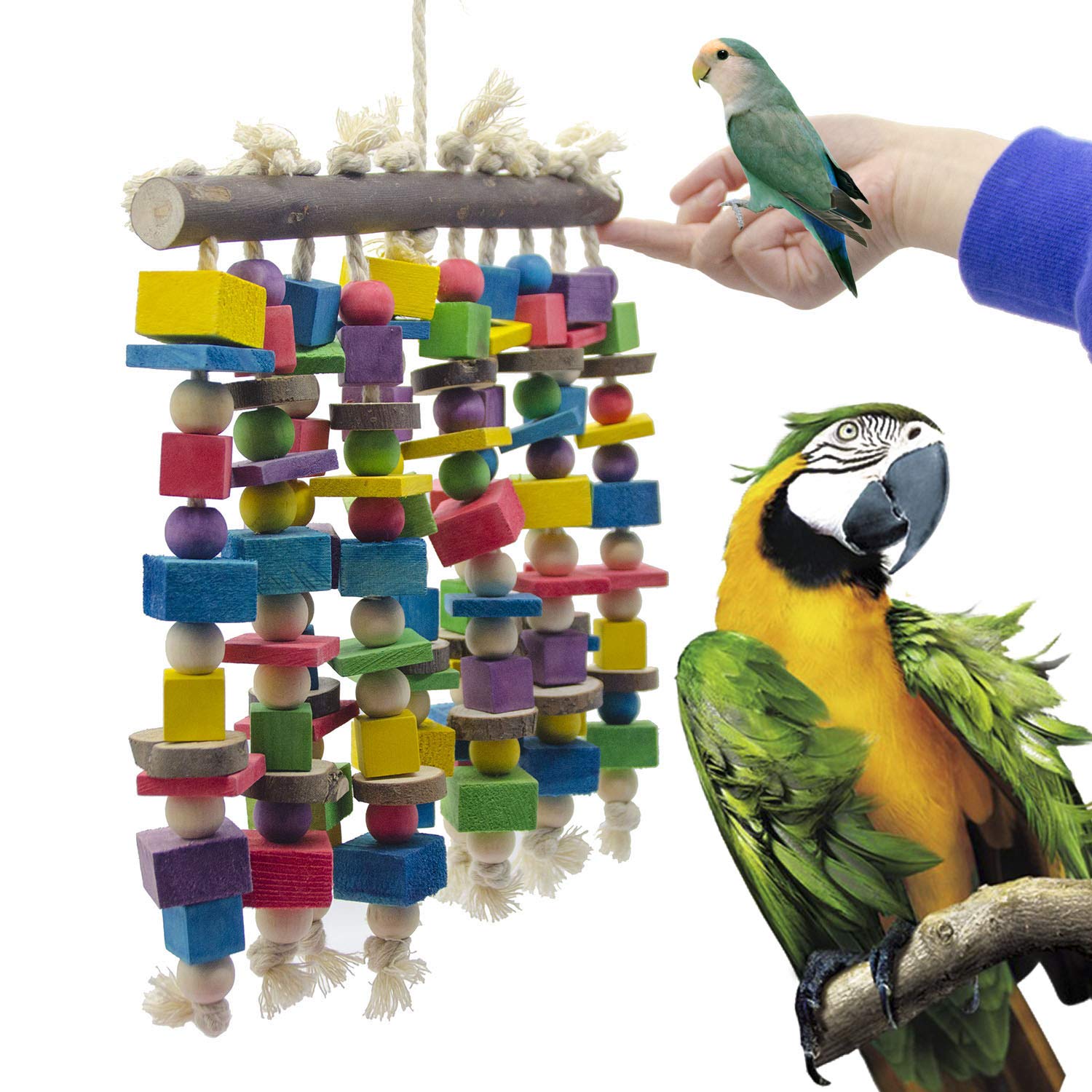 Large Bird Parrot Chewing Toy - Multicolored Natural Wooden Blocks Bird Parrot Tearing Toys Suggested For Large Macaws Cokatoos,African Grey And A Variety Of Amazon Parrots photo 5
