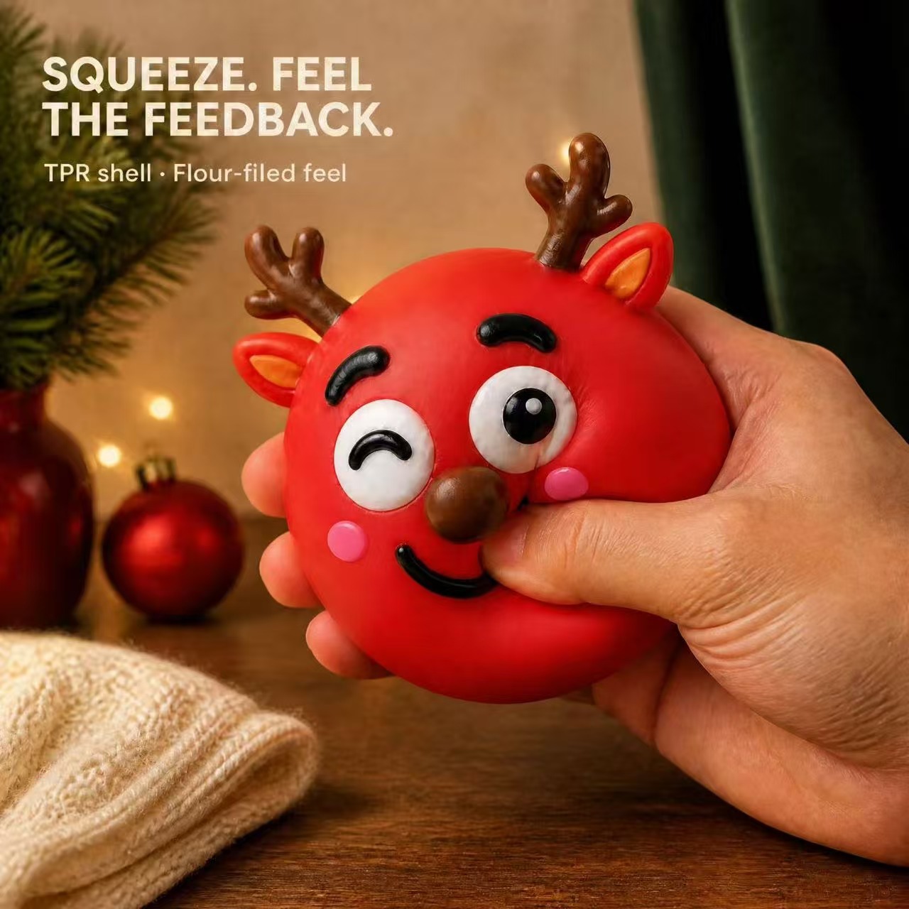 Christmas Squeeze Ball Stress Relief Toy, Slow Rebound Festive Character Fidget Ball, TPR Shell Flour-Filled, Holiday Party Favors Stocking Stuffers For Kids Adults photo 2