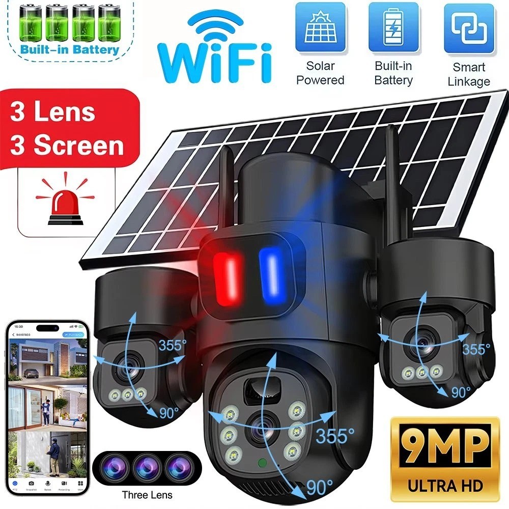 3-in-1 Wireless Solar Camera 360  Waterproof Durable Outdoor Energy Saving WIFI photo 1