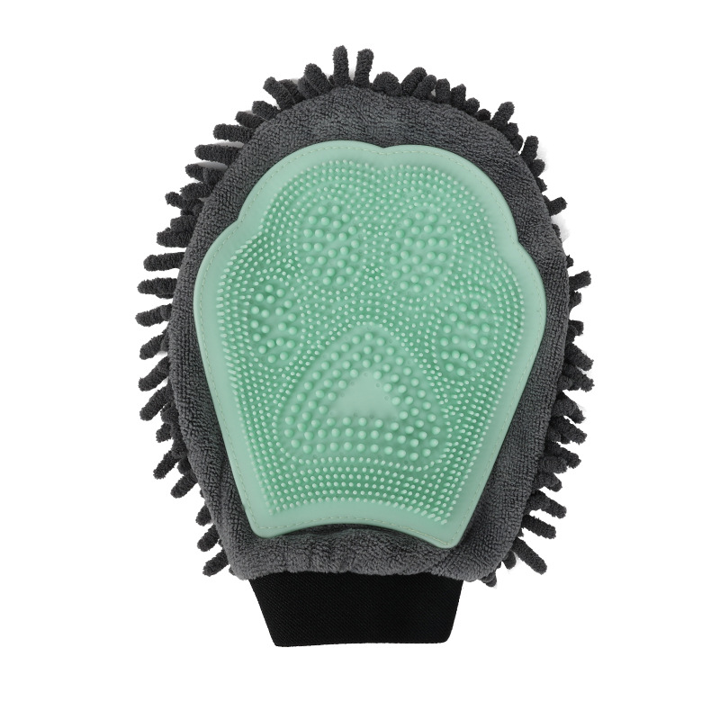 Green Double-Sided Dog Bath Glove Dog Washing Glove For Dogs&Cats Massage Dog Brush Glove,Chenille Absorbent Pet Towel Mitt,Pet Grooming Glove For Hair Removal Glove,Pet Bathing Glove photo 4