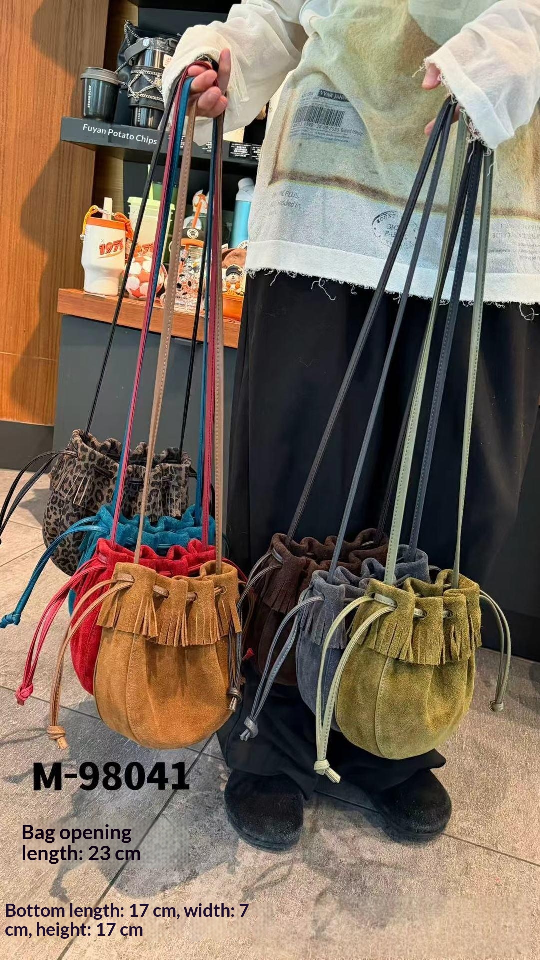 Tassel Bucket Bag, Genuine Leather Single Shoulder Diagonal Cross Bag, 2026 New Drawstring Armpit Bag, High-end Women's Commuting Small Bag - Red photo 3