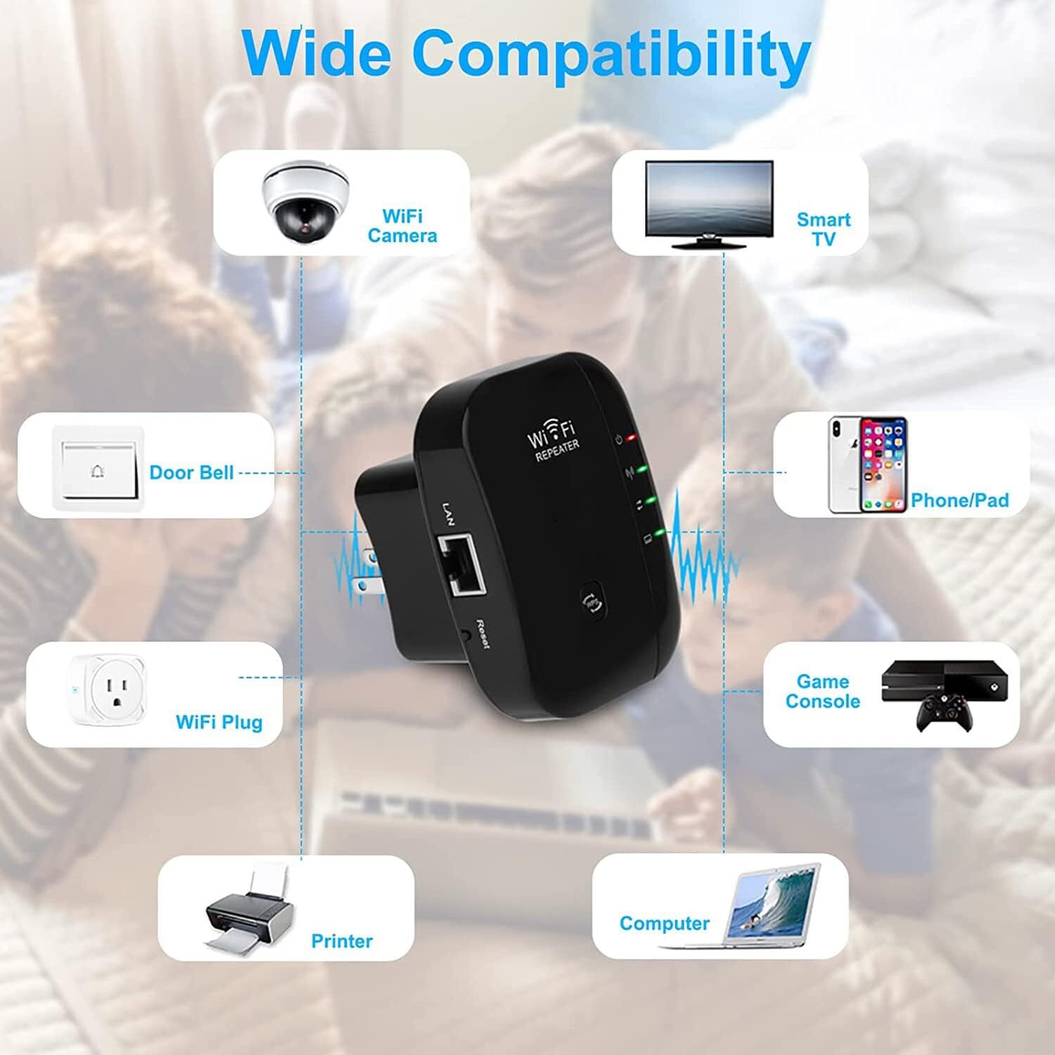 Wifi Repeater Wireless Signal Amplifier Extended Network Enhancer EU US Home Router 300m Through The Wall Bedroom Receive Moving photo 1