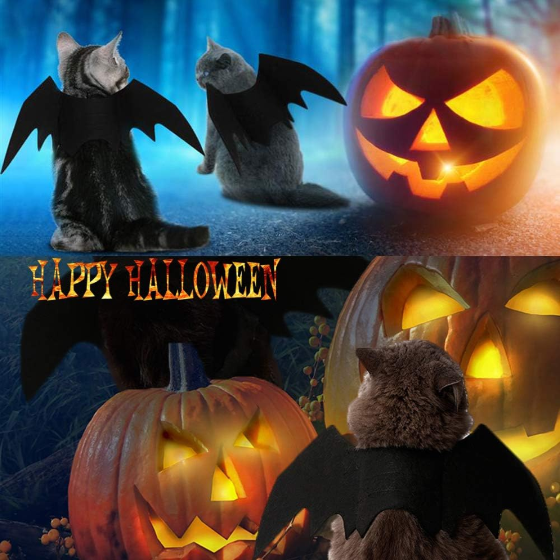 Pet Cat Bat Wings For Halloween Party Decoration, Puppy Collar Leads Cosplay Bat Costume,Cute Puppy Cat Dress Up Accessories photo 5