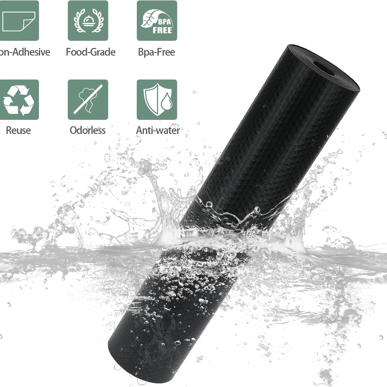 Shelf Liners Non-Adhesive Drawer Liner Waterproof Oil-Proof EVA Cabinet Fridge Liner Black 12 X 120 Inch photo 2