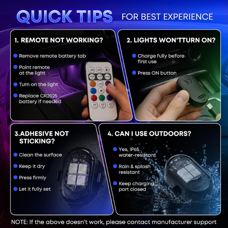 Wireless LED Lights For Car, Rechargeable Interior Car Lights photo 5