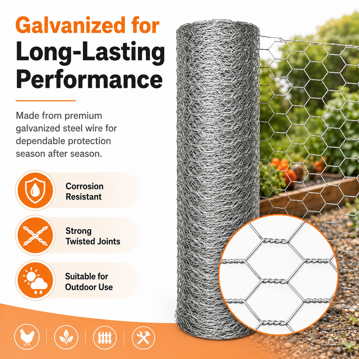 Anti-corrosion Hot-dip Galvanized Wire MeshPremium Chicken Wire Hexagonal Galvanized Mesh, Suitable For Chicken Coops, Rabbit Cages, And Fence Protection photo 1