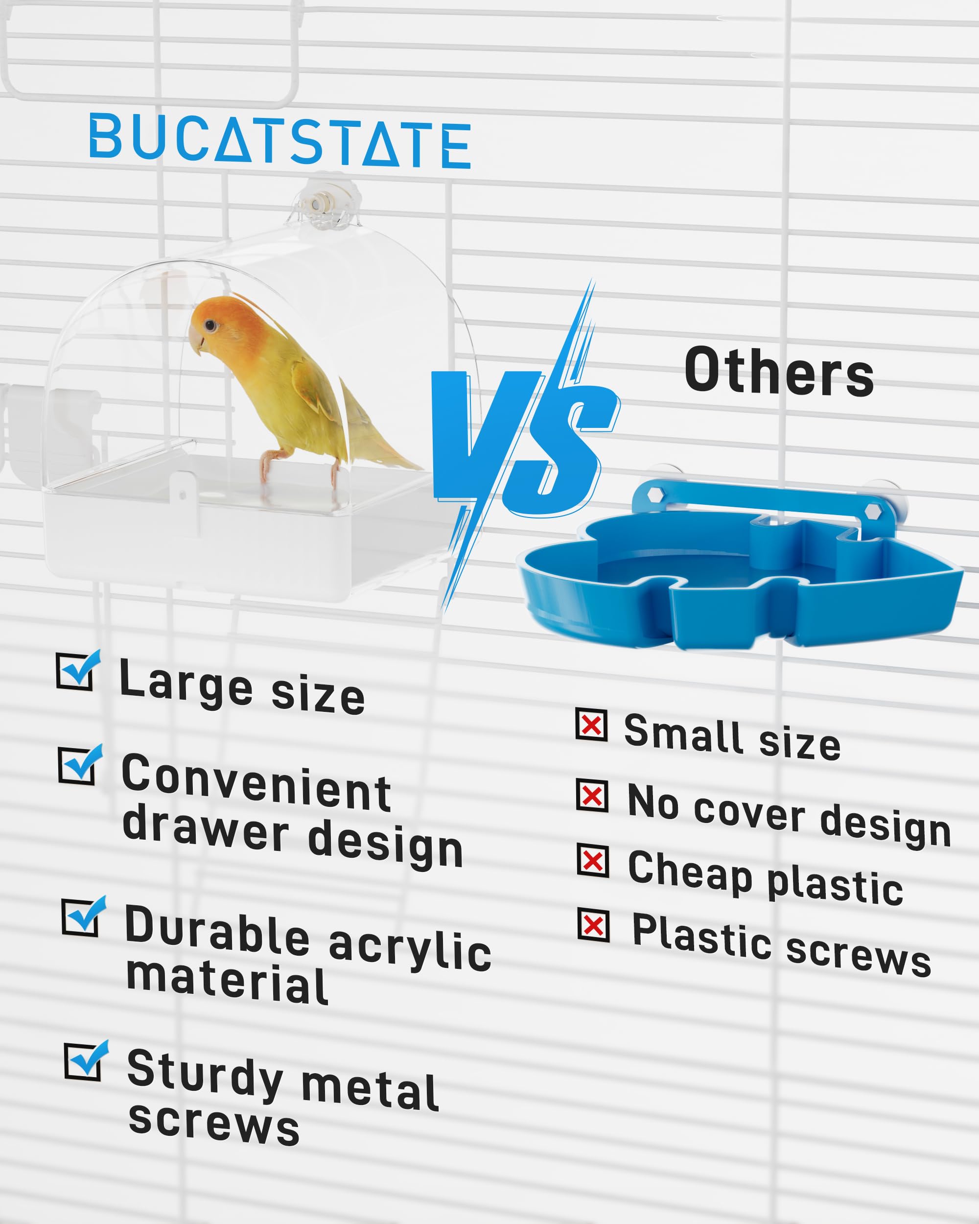 Hanging Bird Bath For Cage, 3 In 1 Multifunction Bird Bath&Bowl&House, Bird Cage Accessories Suitable For Small To Medium Birds, Like Lovebirds, Finches, Parakeets, Mannikin photo 2