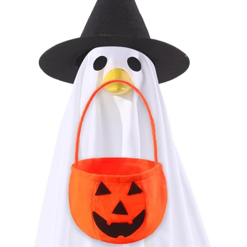 Halloween Fall Porch Goose Outfit, 23in Lawn Goose Cloth Halloween Ghost Pumpkin Costume For Lawn Goose, Patio Yard Art Geese Decor, Thanksgiving Fall Themes Seasonal Accessory photo 5