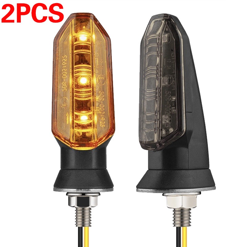 2Pcs Motorcycle Motorbike Turn Signal Lights Indicators Lamp Amber Mini LED 12V photo 2