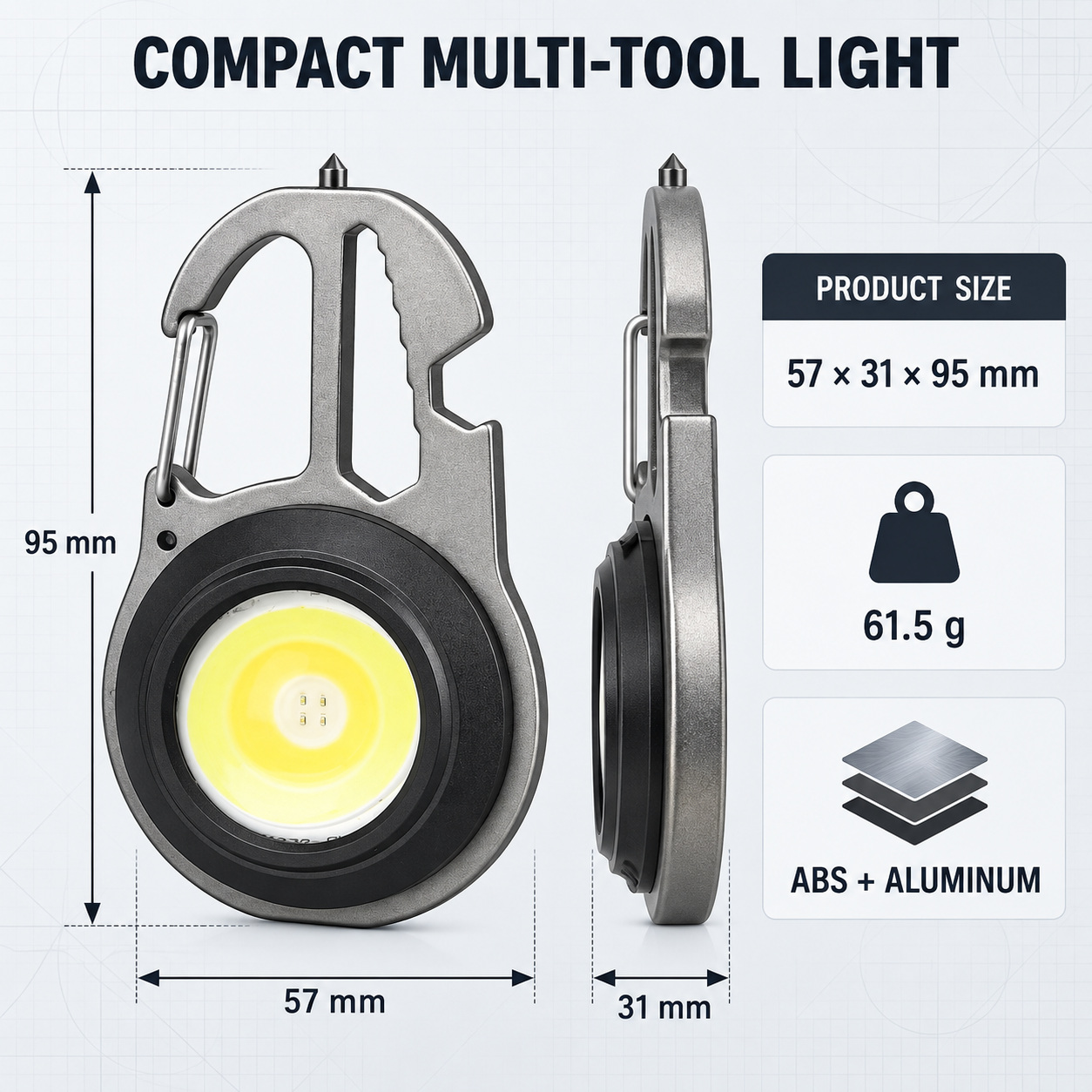 Rechargeable Battery Display Type C COB LED Work Light Hanging Hook W5137 670LM Flashlight Window photo 2