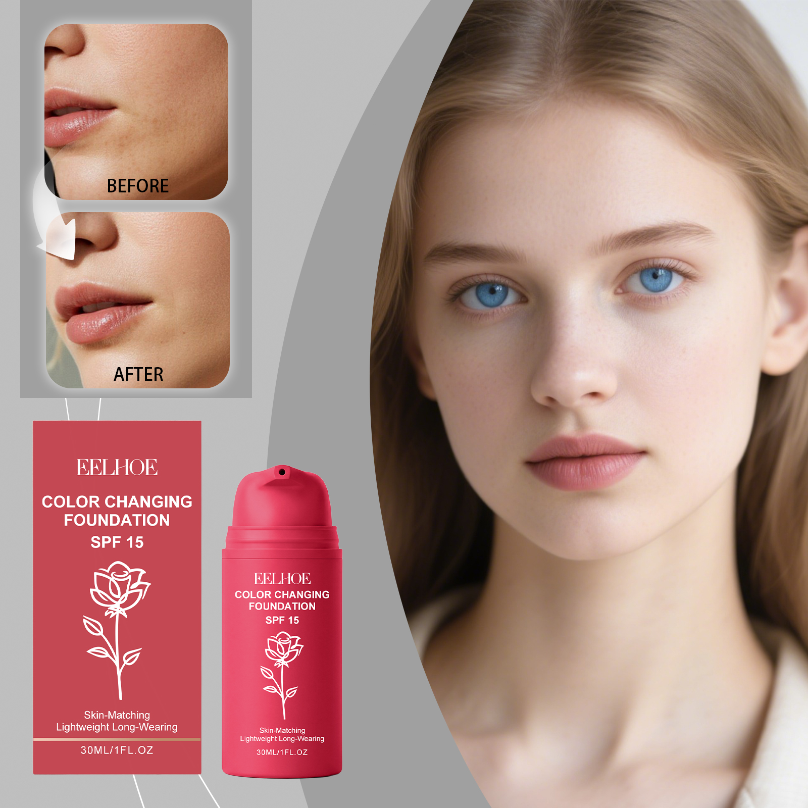 Warm Temperature Color Blending Foundation Liquid Natural Color 30ml Box photo 3