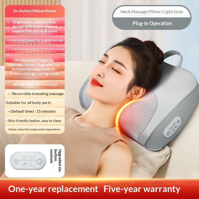 Cervical Spine Massage Pillow Massage Apparatus Neck And Waist Dual-use Hot Compress For Legs Household Multifunctional Massage Pad Rechargeable Massager photo 2