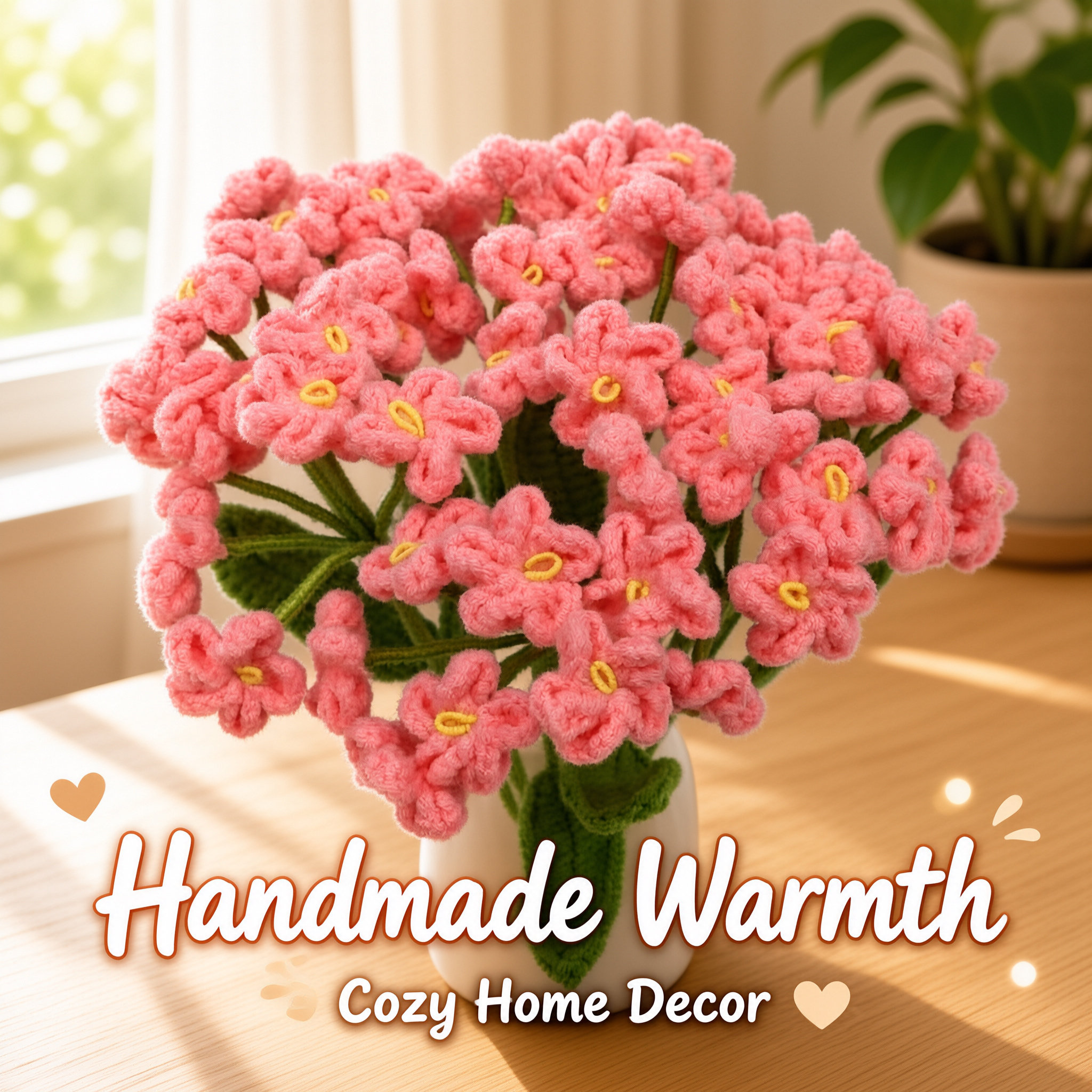 Handmade Crochet Forgetmenot  Hydrangea Yarn Flowers Finished Knitted Artificial Flowers Gift For Birthday  All Festivals photo 1