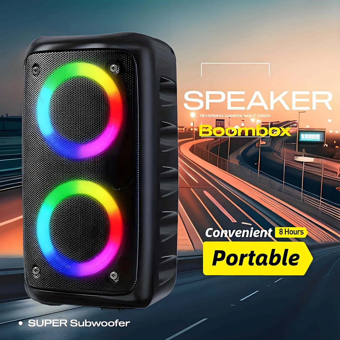 Portable Bluetooth Speaker Sub Woofer Heavy Bass Sound System Party & Mic photo 1