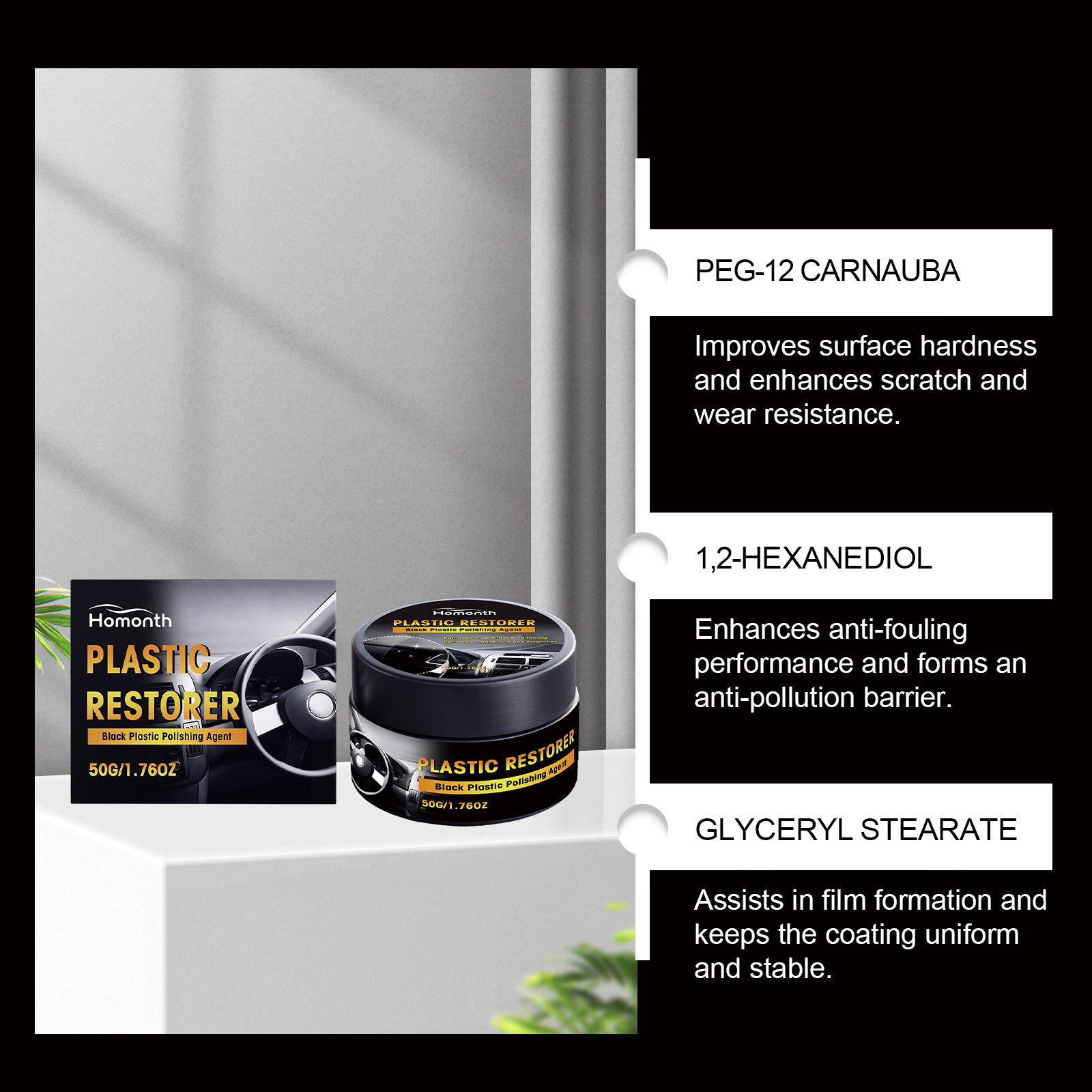 Plastic Cleaning Cream, Gentle Interior Trim Decontamination Dust Removal Care Balm photo 8
