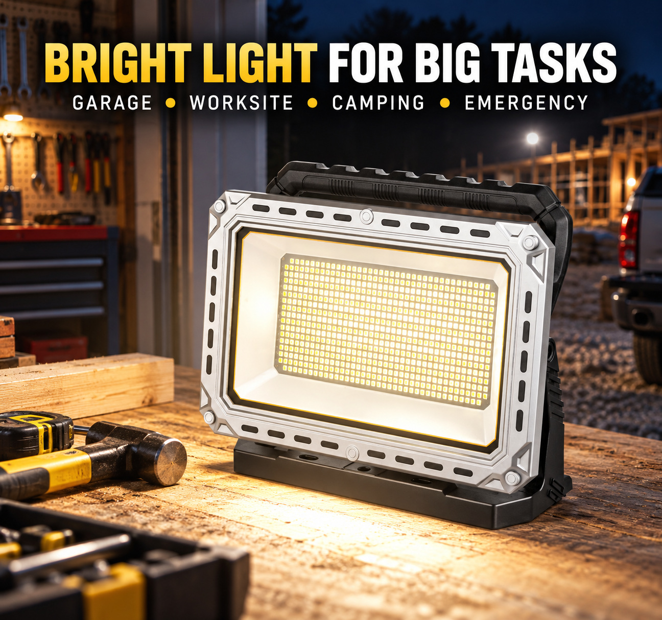 Rechargeable Battery Display Type C LED Work Light For W8141 1 4100LM Adjustable Stand Flood photo 2