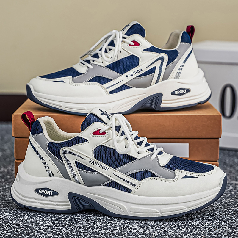 2026 Summer New Men's Thick Sole Height Increasing Sneakers, Wear-resistant, Breathable Trendy Versatile Casual Dad Shoes photo 1