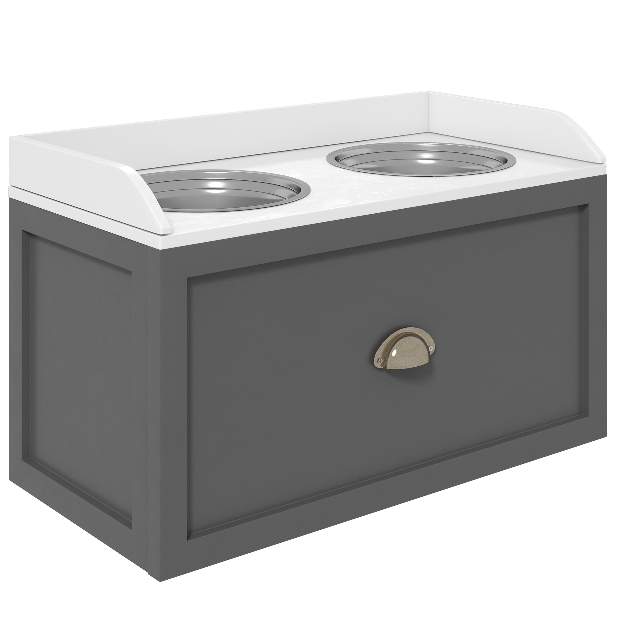 Stainless Steel Raised Dog Bowls, With 21L Storage Drawer For Large Dogs - Grey photo 2