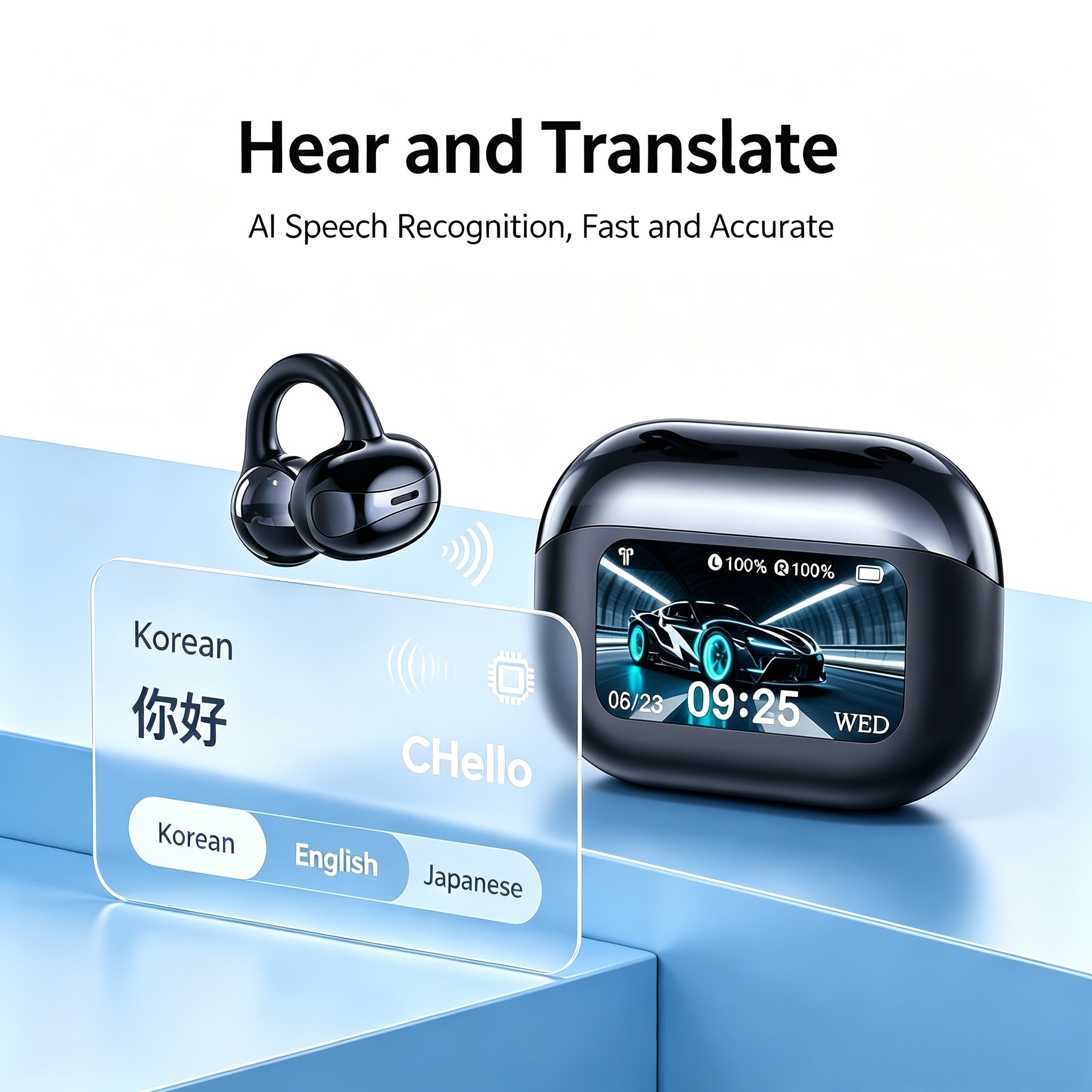KP-112 Best-selling Wireless Bluetooth Ear-Clip Headphones AI Translation Music Gaming Low Latency In Stock photo 6