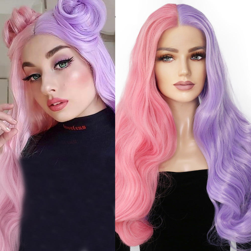 Ladies Two-tone Long Curly Hair Lace Wig photo 1