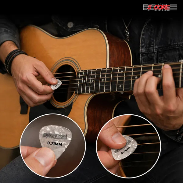 5 Core Guitar Picks 12 Piece Celluloid Light Medium Heavy Extra Heavy For Acoustic Electric Guitars photo 5