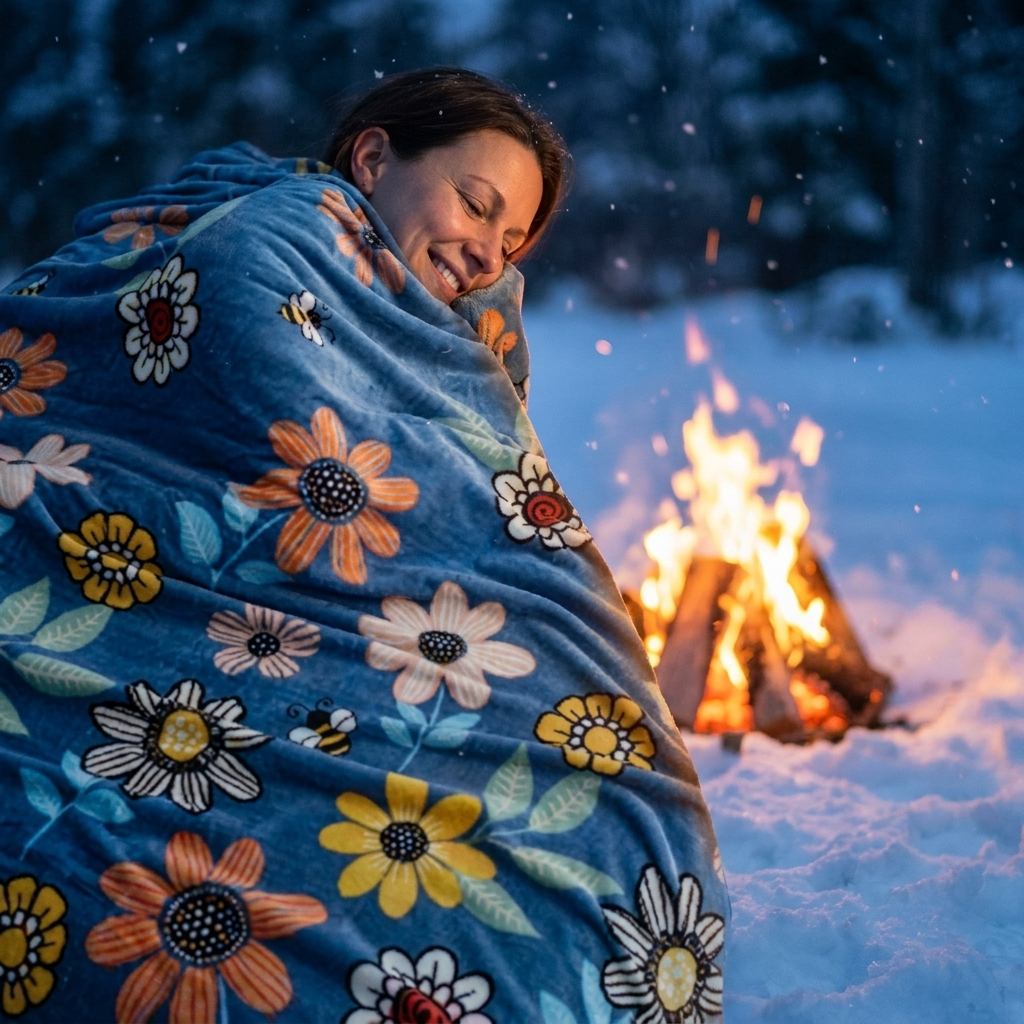1PC Soft Fleece Throw Blanket, Lightweight Warm Plush Blanket For Camping Sofa Bedroom photo 2