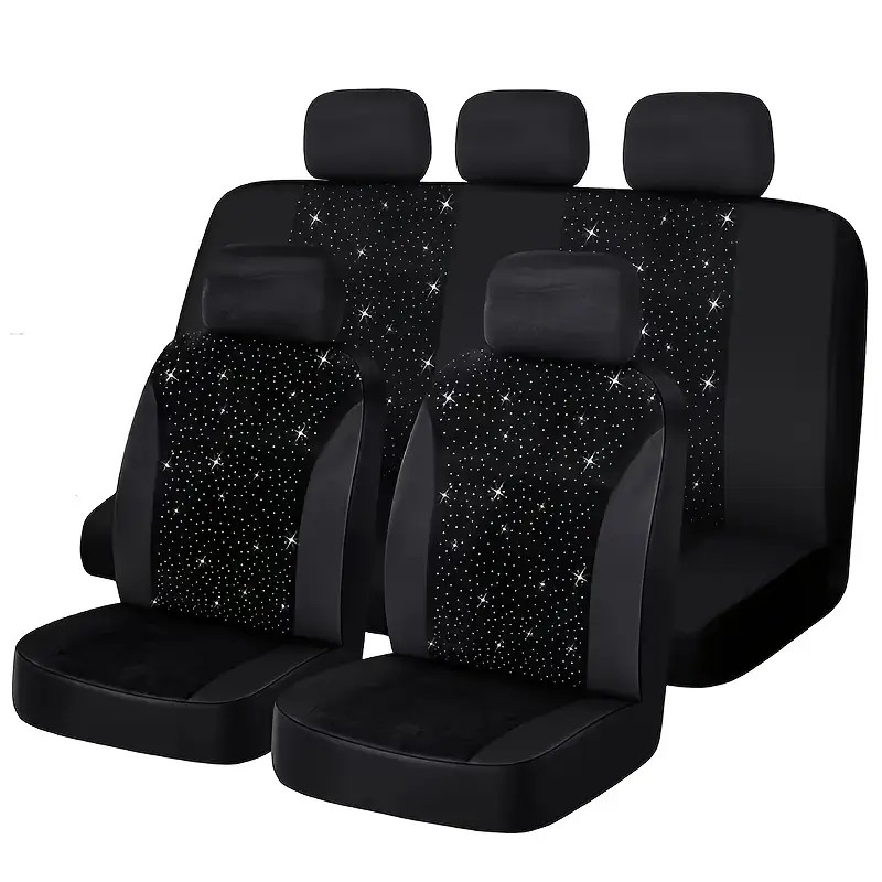 5-Seat Car Seat Cover, Classic And Timeless Design, Thin 2mm Thickness, Suitable For All Seasons Rhinestone Seat Cover photo 1