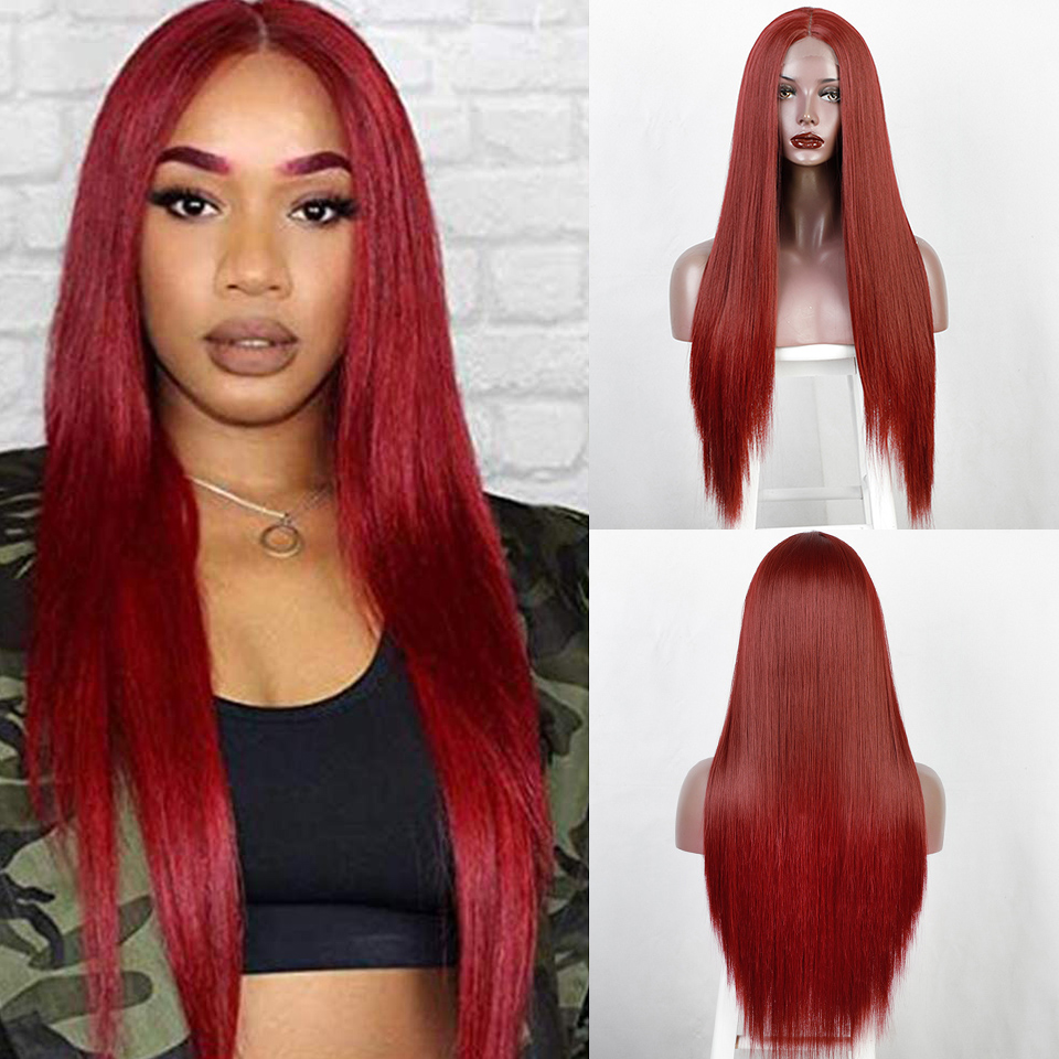 Black Long Straight Center Point Natural And Lifelike Headgear Temperament Non-marking Chemical Fiber photo 4