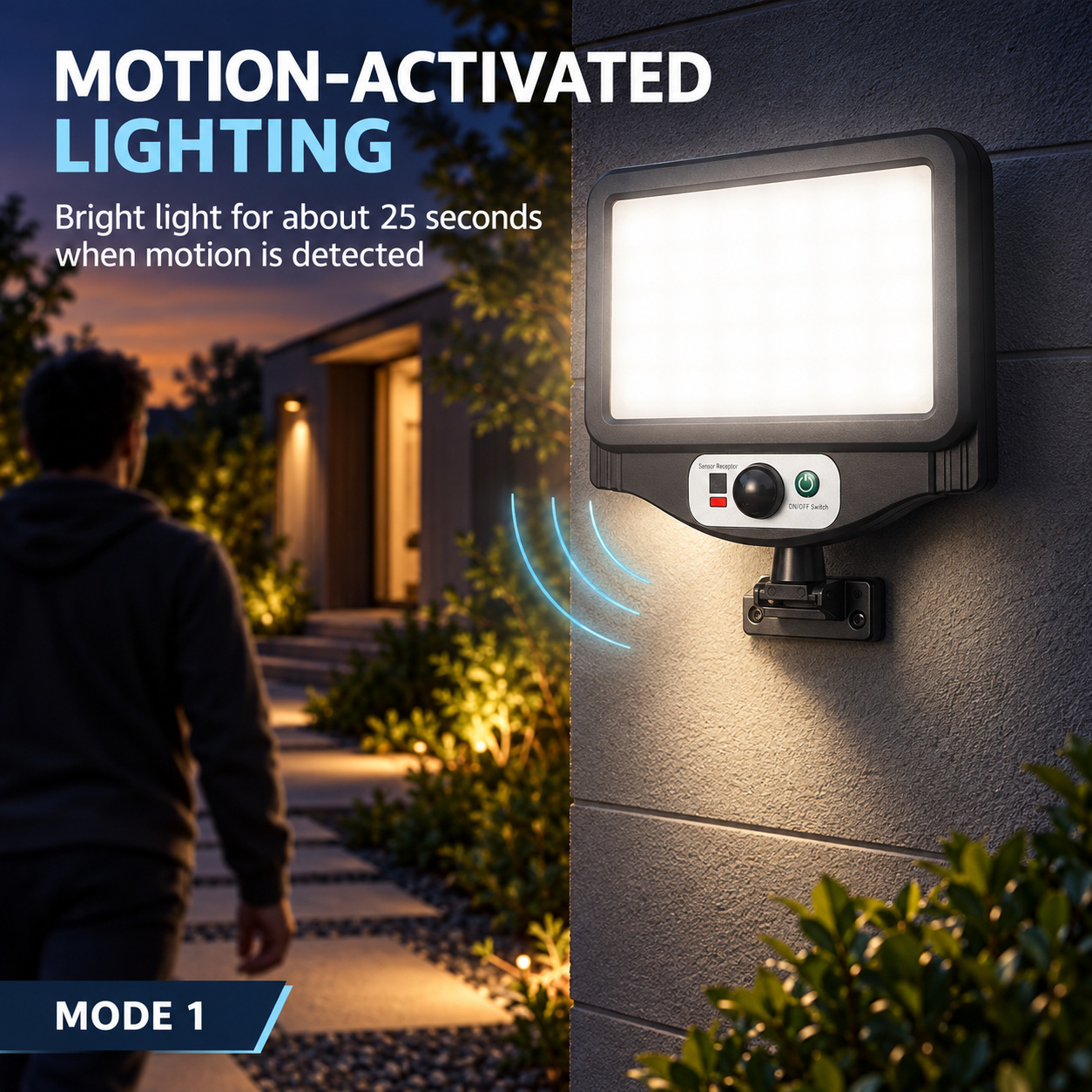 Solar Powered Rechargeable Motion Sensor LED Work Light 1500mAh For Auto W780 7 Battery Street photo 5