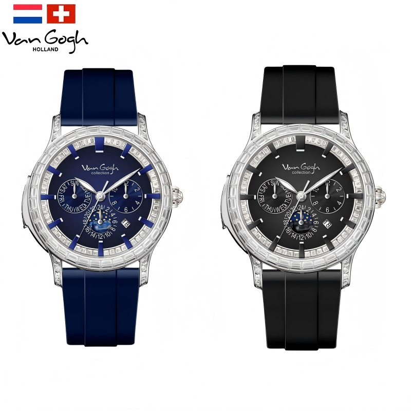 VAN GOGH High Appearance Light Luxury Men's Luminous Blue Mechanical Watch Bohui Series photo 1