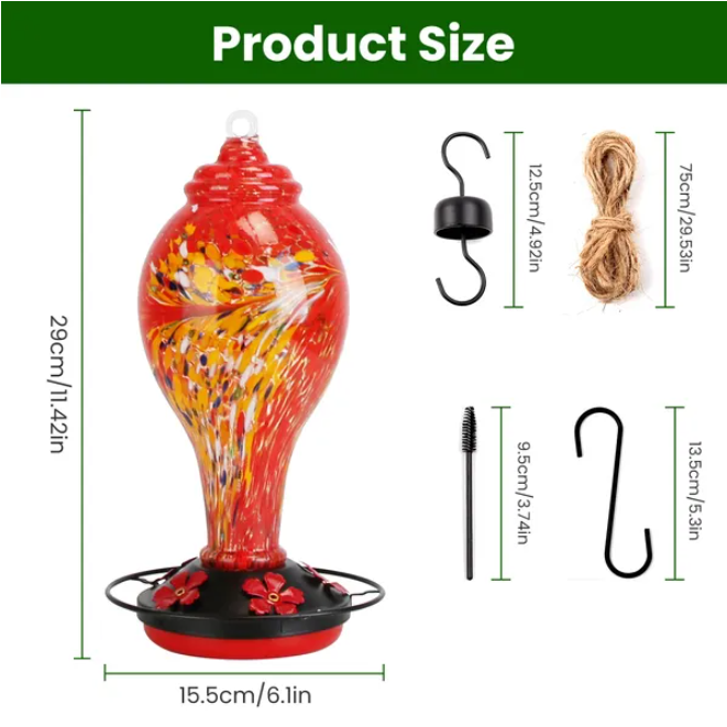 Glass Hummingbird Feeder With 5 Flower Feeding photo 2