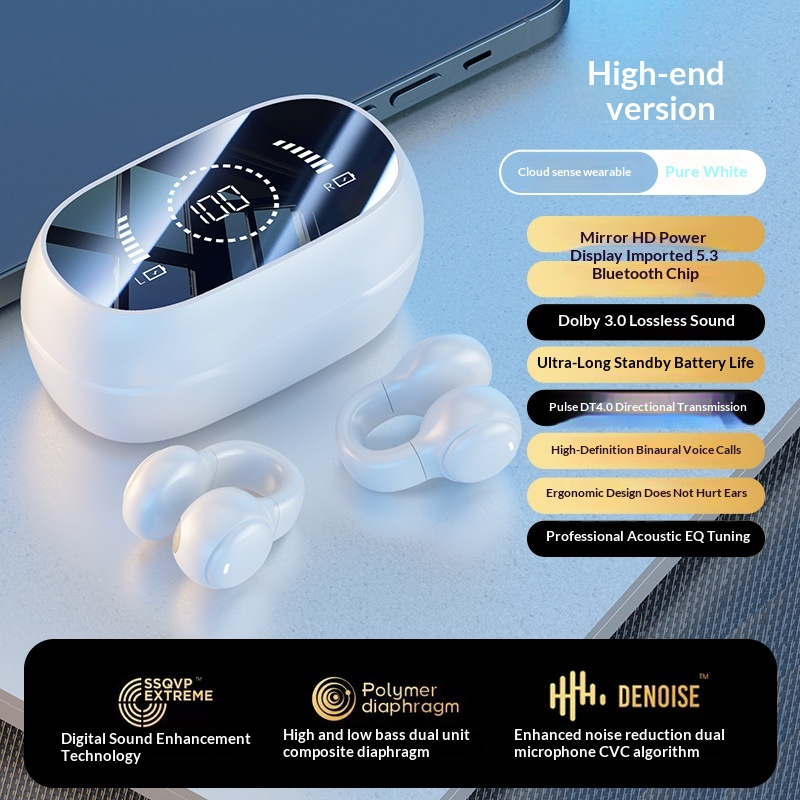 M47 Cross Border Explosion Private Ear Clamp Bone Conductive Earphone No In Ear Motion Digital Display Bluetooth Headphones Wholesale photo 3