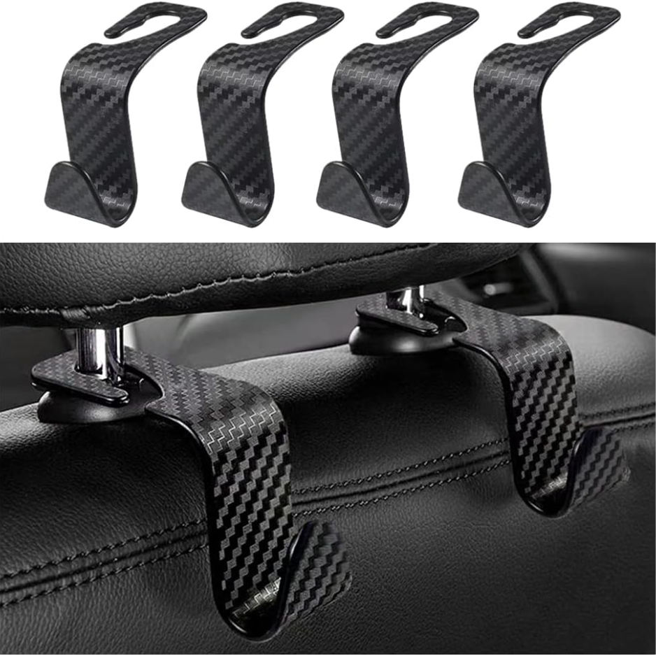 Universal Car Headrest Hooks 2 Units, Hidden Seat Hangers For Purses, Bags, Hats, Coats, Umbrellas And Grocery Bags photo 1