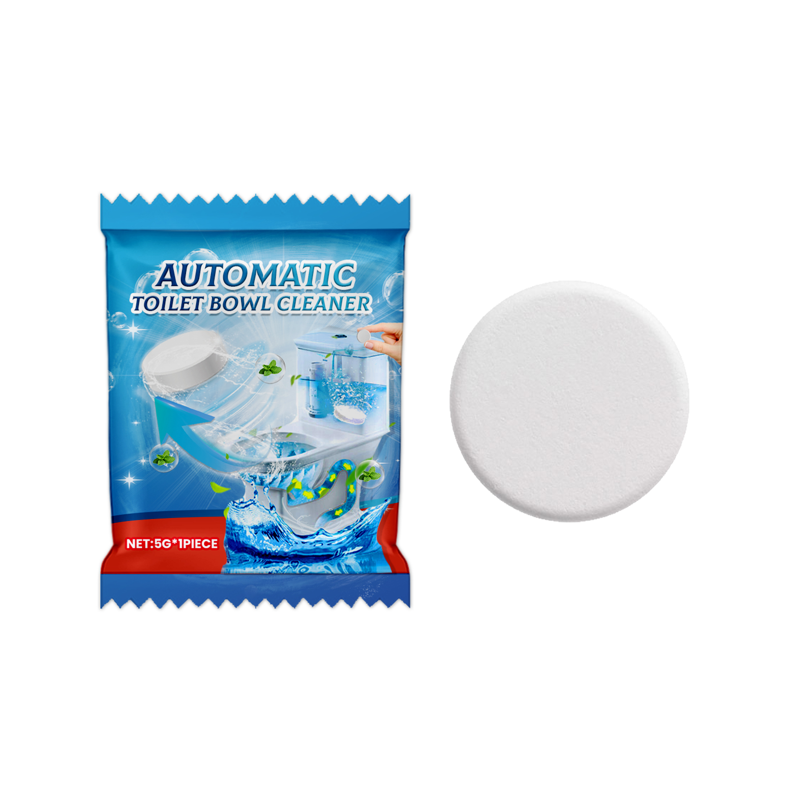 Toilet Cleaning Foaming Tablet Single 5gx1pc-bag, Toilet Cleaning Foaming Tablet Effect Deodorizing-Cleaning, White, Including Printed Slice Price 0.12 photo 2