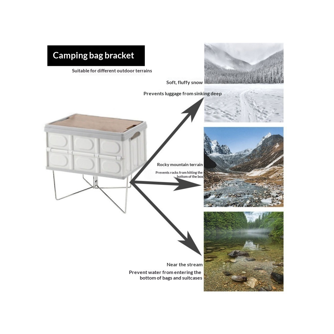 Outdoor Camping Luggage Stand Stainless Steel Folding Rack, Universal Anti-slip And Moisture-proof Support Rack For Snow, Mountain, And Stream Areas photo 1