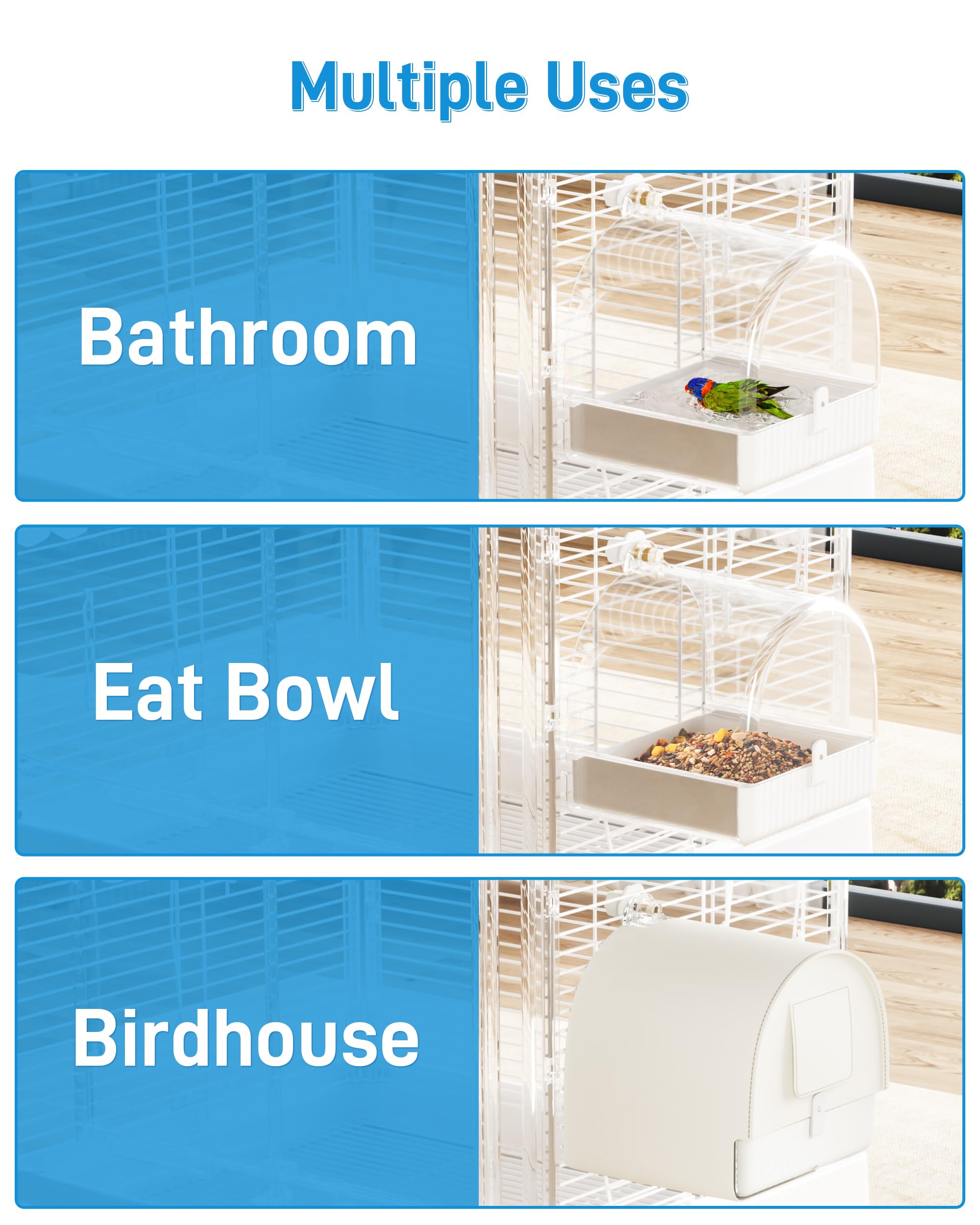 Hanging Bird Bath For Cage, 3 In 1 Multifunction Bird Bath&Bowl&House, Bird Cage Accessories Suitable For Small To Medium Birds, Like Lovebirds, Finches, Parakeets, Mannikin photo 5