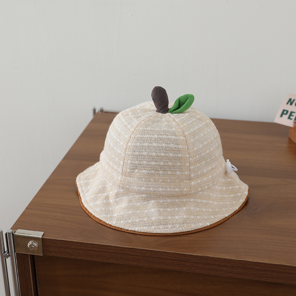 3D-shaped Small Fruit Children's Fisherman Hat, Knitted Jacquard, Contrasting Color Piping, Soft Brim, Outdoor Casual photo 3