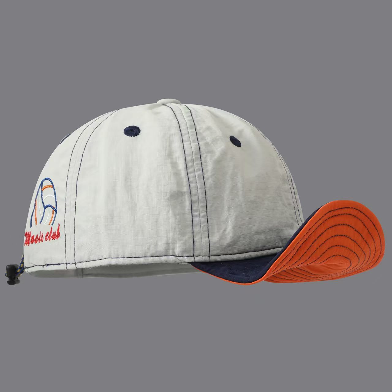 Overhanging Color-matching Quick-drying Five-piece Cap - Volleyball Letter Embroidery Mountain-style Outdoor Functional Drawstring Sunshade Workwear Cap photo 4