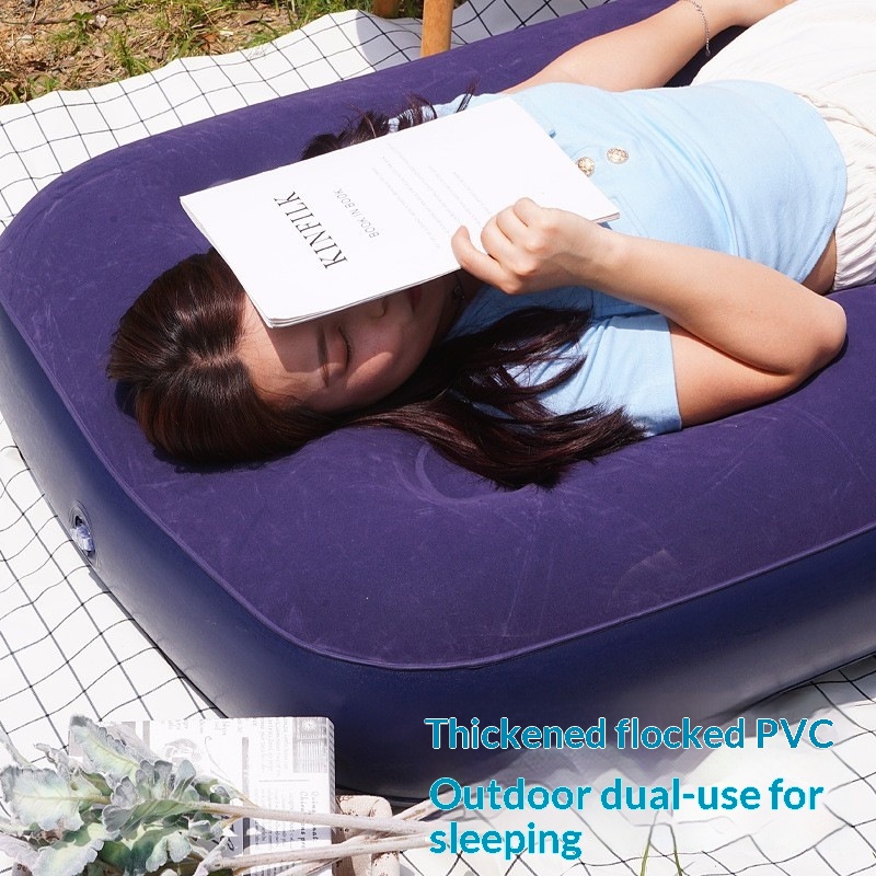 Pvc Flocked Honeycomb Inflatable Bed Outdoor Camping Style Inflatable Mattress Household Thickeneded Foldableing Flocked Mattress Wholesale photo 1