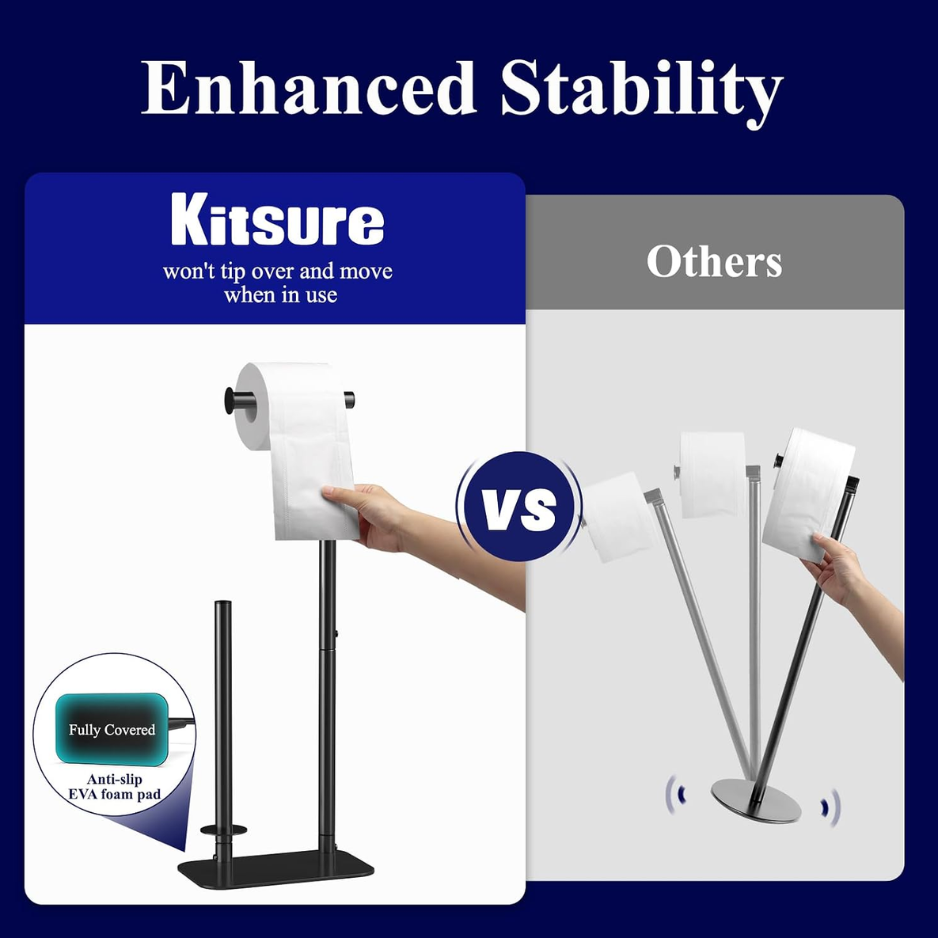 Kitsure Toilet Paper Holder Stand, Bathroom Storage, Medium, Black photo 2