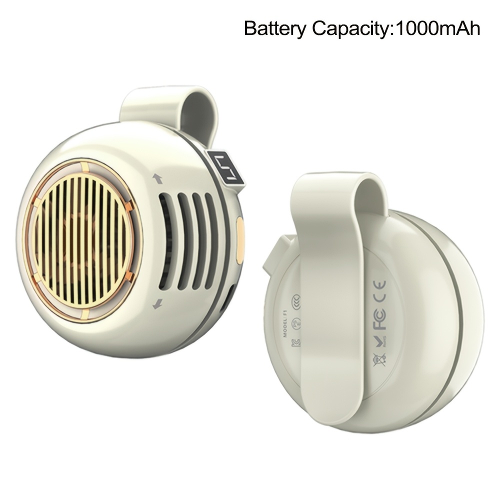 Portable Clip On Fan Bladeless Mini, 5 Speed Personal Fan With Digital Display, 360 Rotatable USB Rechargeable Quiet Small Fan For Waist Collar, Handheld For Travel Commute Camping Office photo 1