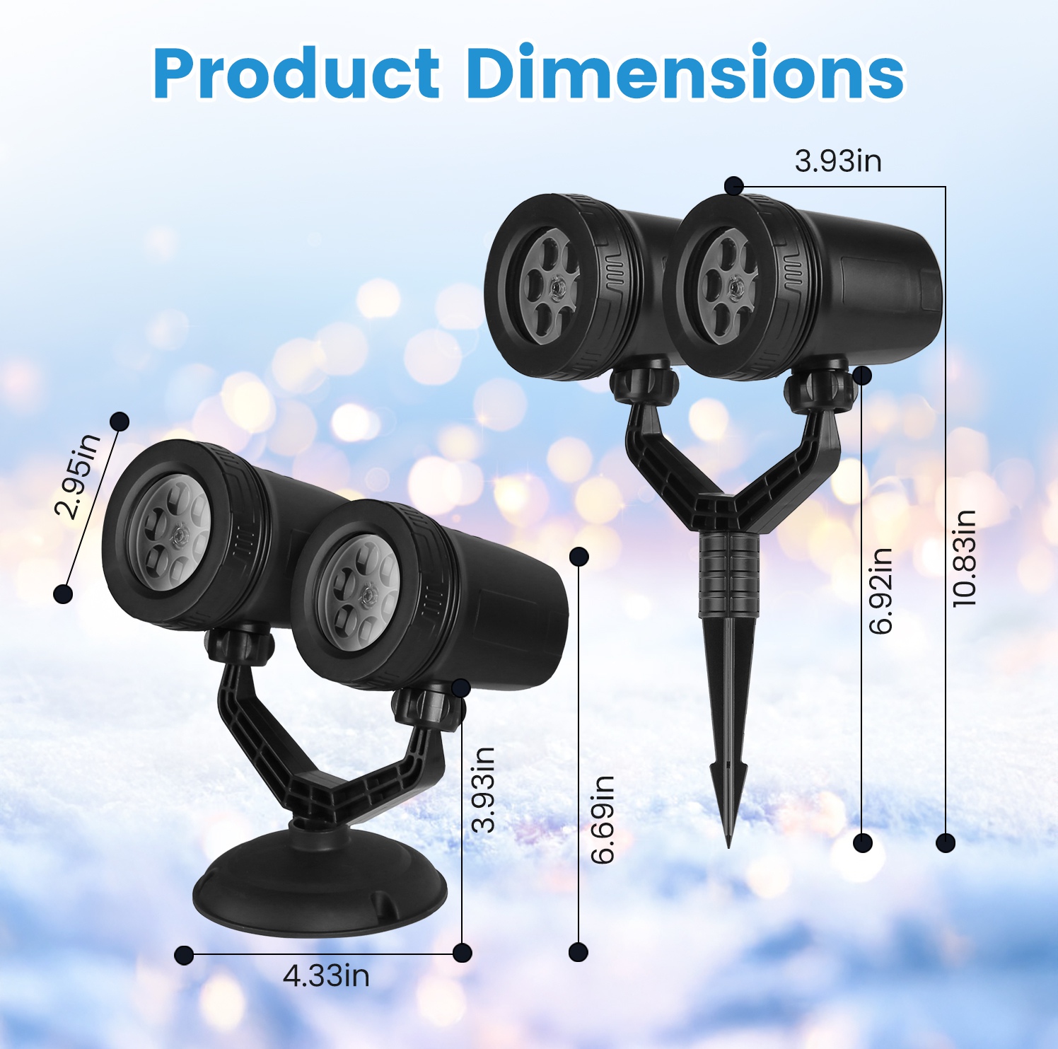 1Pc Christmas Snowflake Projector Light Dual Head LED Stake Light IP44 Waterproof Xmas Decoration For Holiday Indoor Outdoor Use Garden Patio Wall Decor photo 4