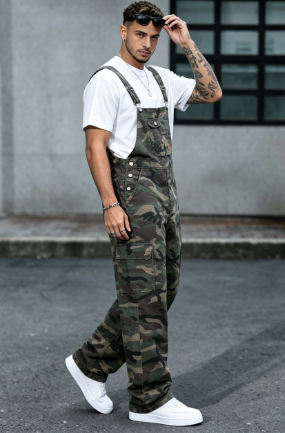 Camo Overalls Men Big And Tall Plus Size Loose Fit Cargo Workwear Bib Overalls US Ready Stock photo 4