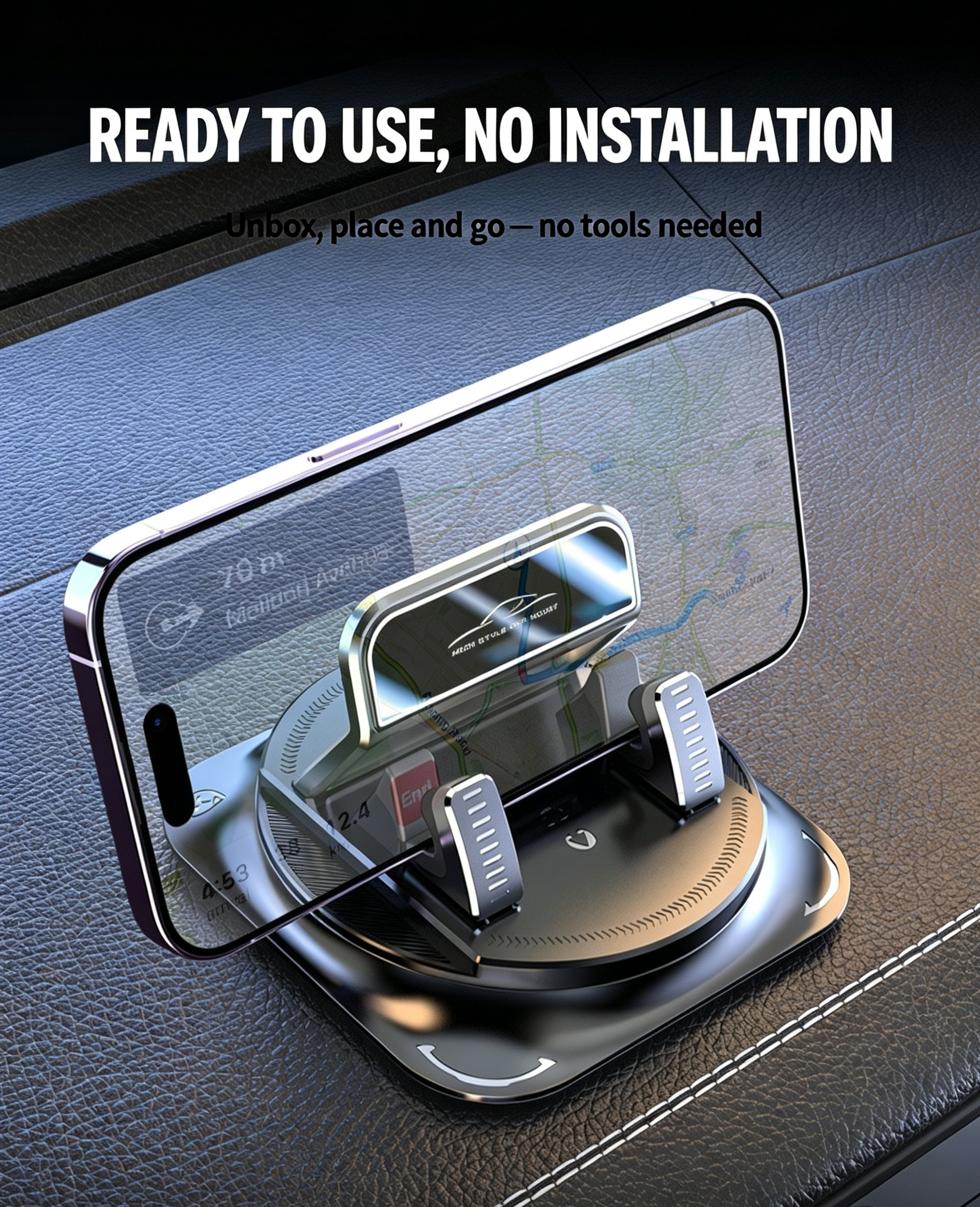Rotatable Dashboard Car Phone Holder  Non Slip Gel Pad Mount  Stable Cell Phone Stand For Car Console photo 3