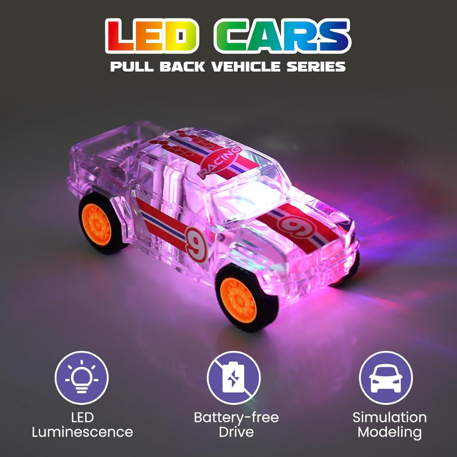 LED Light Up Pickup Truck Toys,Pull Back Cars Toy 2 Pack,Included,Suitable For Toddlers 3 4 5 6 7 8 Year Old Kids For Boys And Girls Birthday photo 2