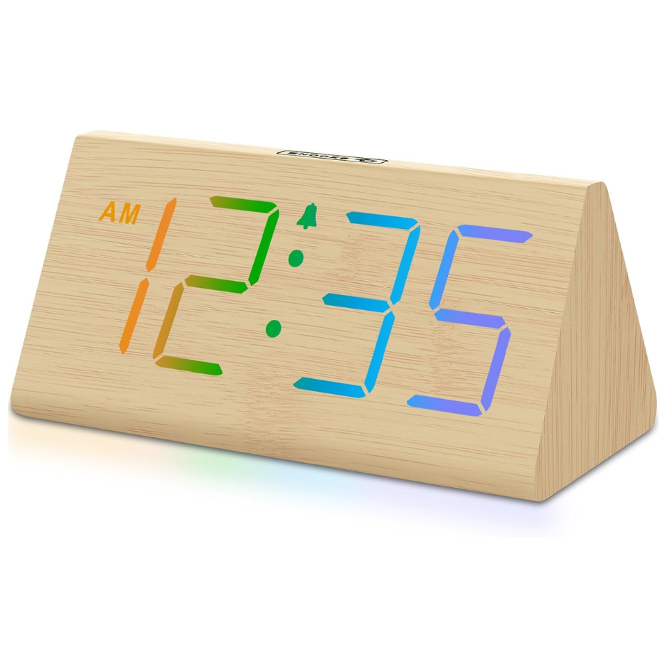 DreamSky Wooden Digital Alarm Clock For Bedroom Living Room, Large Numbers photo 2