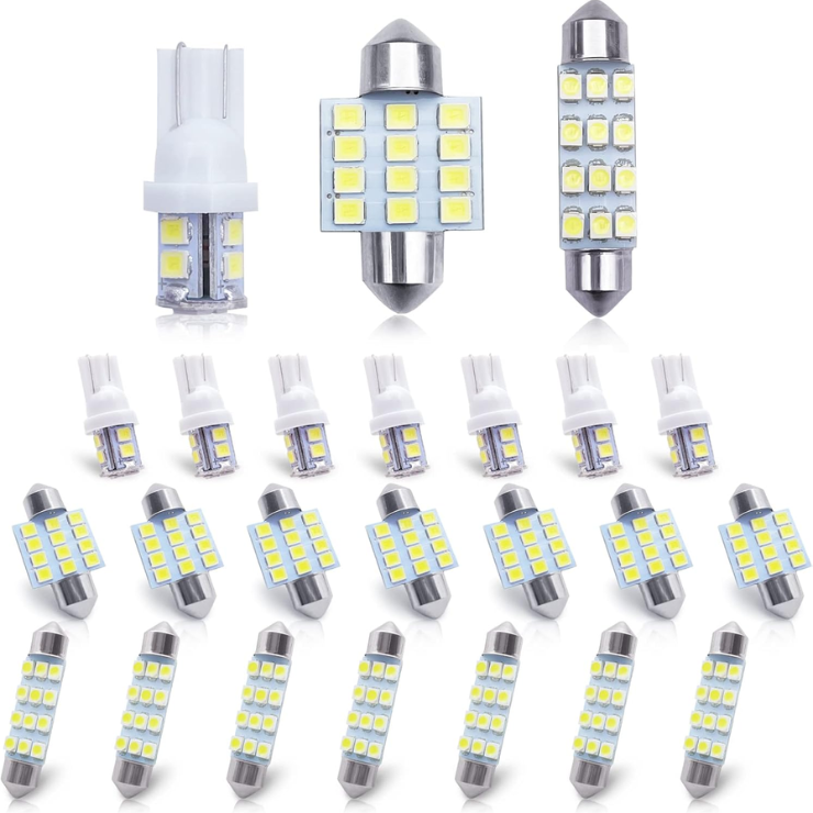 Car Led Bulb, Led Combination Set Of 24 Sets, Used For Car Interior Indoor Map Dome Trunk  License Lights, Etc. White photo 1